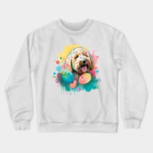 Easter Goldendoodle Spring Flowers Dog Lover Paint Splatter Crewneck Sweatshirt